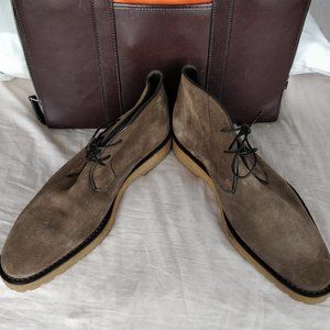 Berluti dark brown suede lace up desert boot shoe